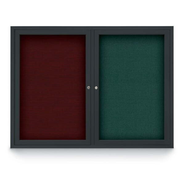 Corkboard, Blk, Rubber, 1 Door, 48 x 48"